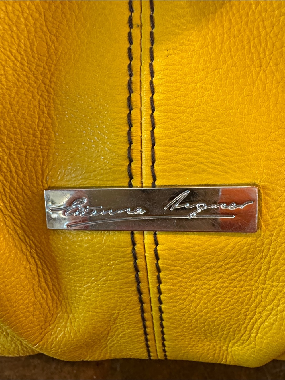 Etienne Aigner Mustard Yellow Pebbled Leather Hobo with Blue Charm - Picture 2 of 13